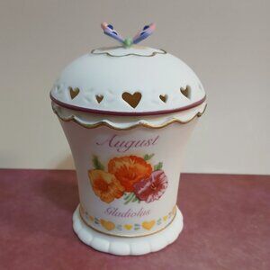 Vintage Avon Birth Month Candle Decorative Jar/Butterfly August Gladiolus